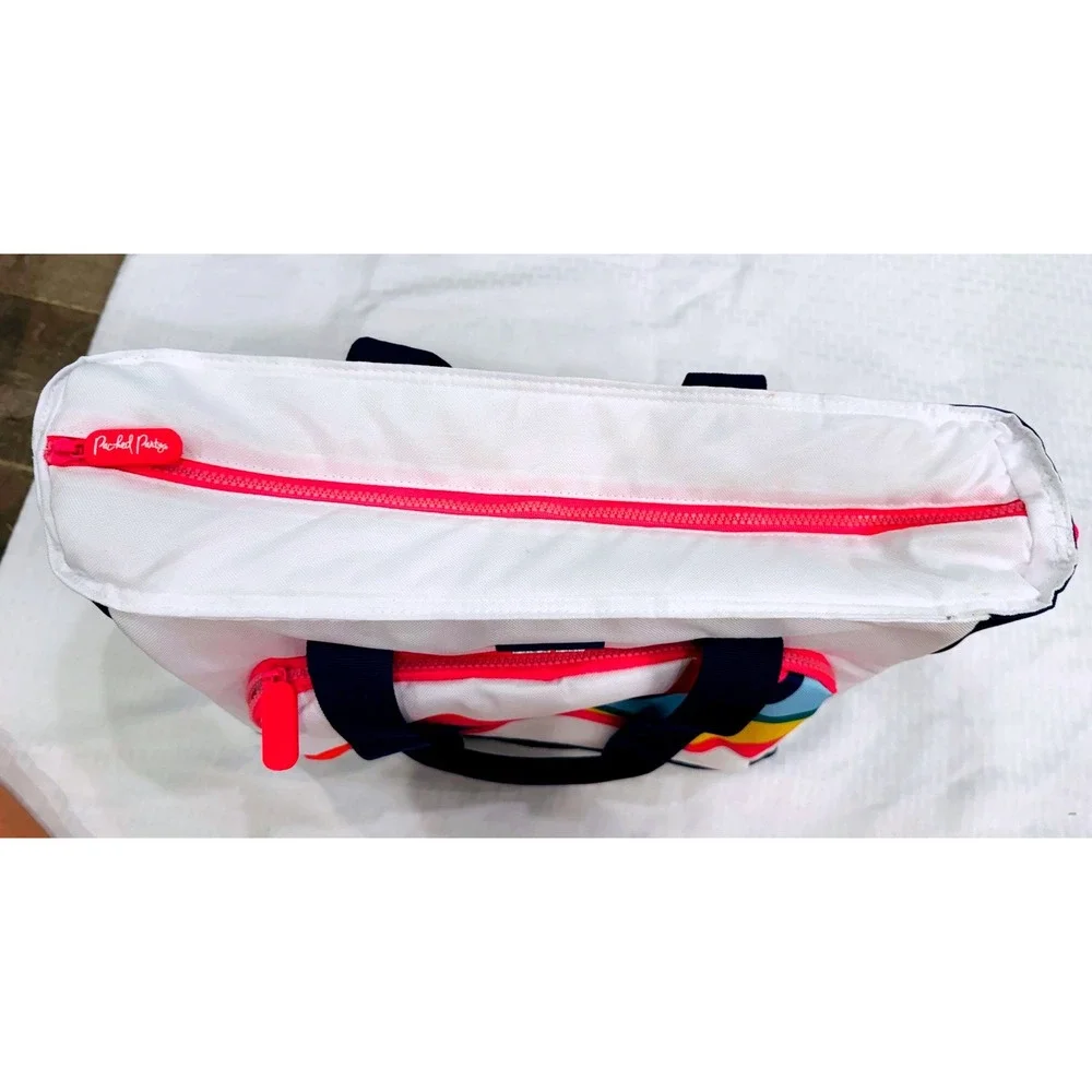 Packed Party Rainbow Tote Bag Duffel Weekender Pink Navy Shoulder Strap Preppy